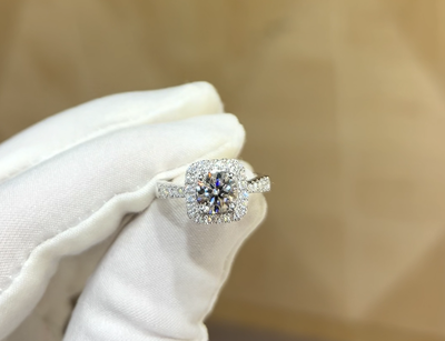 D1235, S925 Silver Women's Ring+Cultivation Diamond 1.0CT