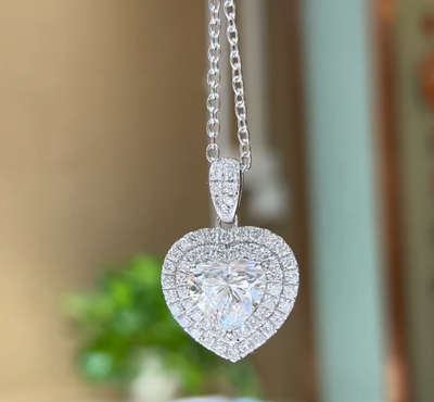 D1244, S925 Silver Necklace+Cultivation Diamond 2.0CT
