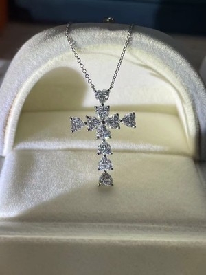 D0796,18 White Gold necklace+Moissanite 3.0CT