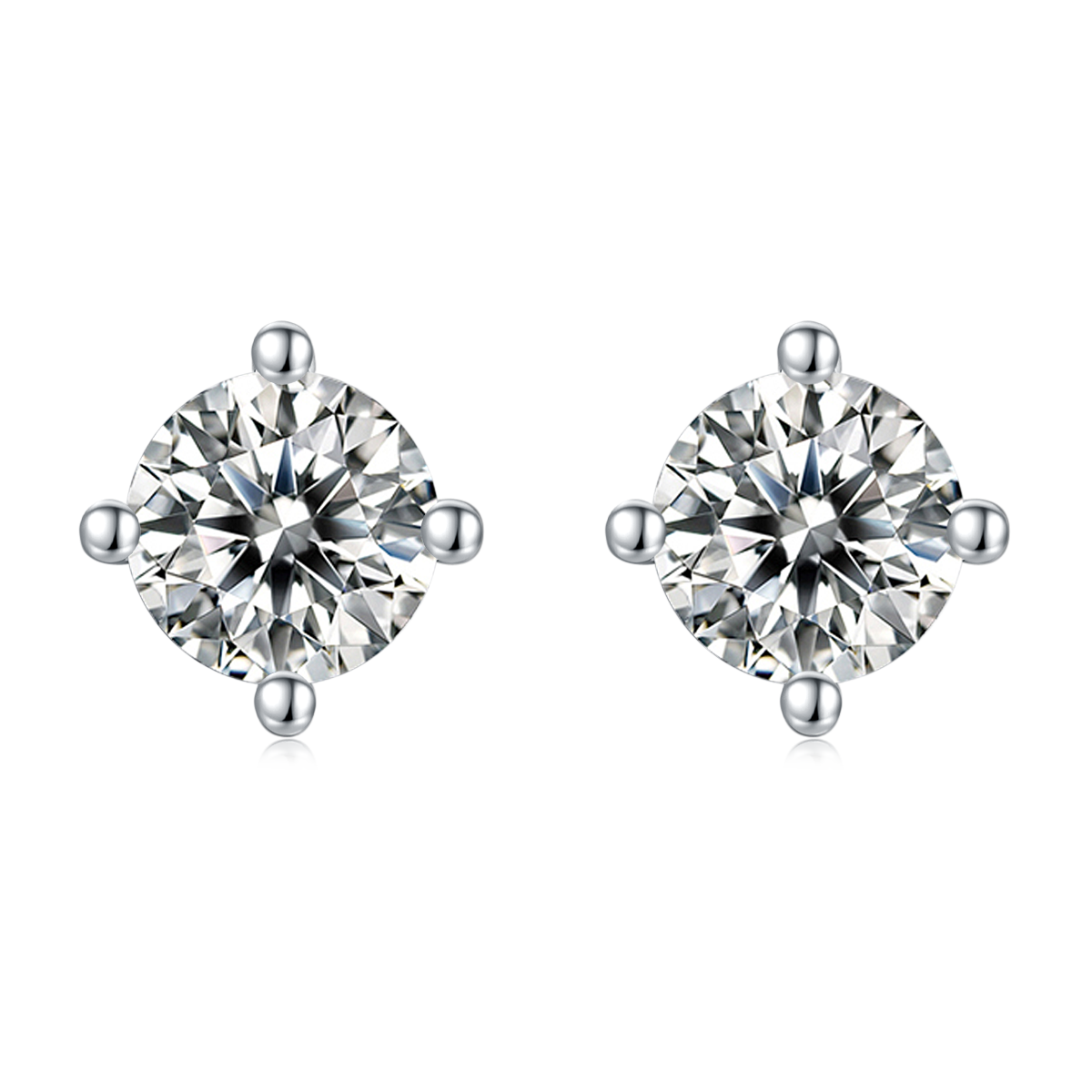 经典Four-Prong S925 SilverPlatinum-PlatedLab-grown diamond耳钉1-3ct