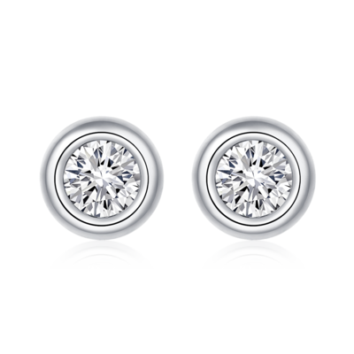 水泡系列S925银镀金培育钻石耳钉1克拉