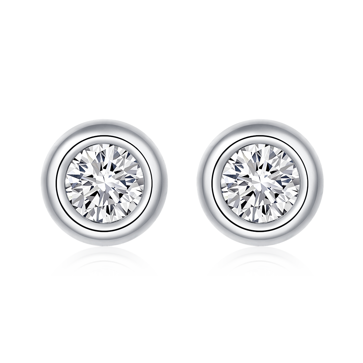 水泡系列S925银镀金培育钻石耳钉1克拉