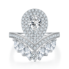 V字珍珠水滴S925银镀白金培育钻石女戒1克拉D级 3