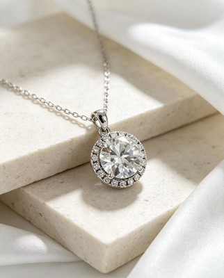 D0567,18 White Gold necklace+Moissanite 10.0CT