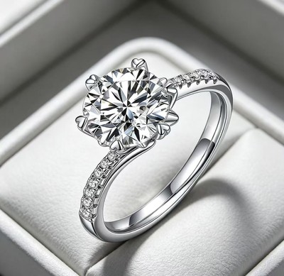 D0561, S925 Silver Women's Ring+Moissanite 8.0CT