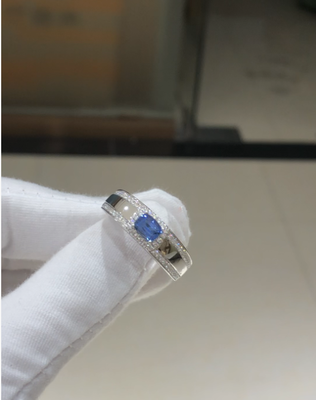 D0535,18White Gold Men's Ring+Natural Sapphire Blue1.5CT