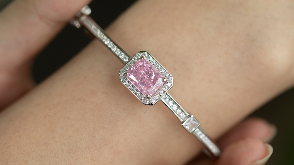 Pink lab-grown gemstone bracelet for a custom high-end jewelry collection